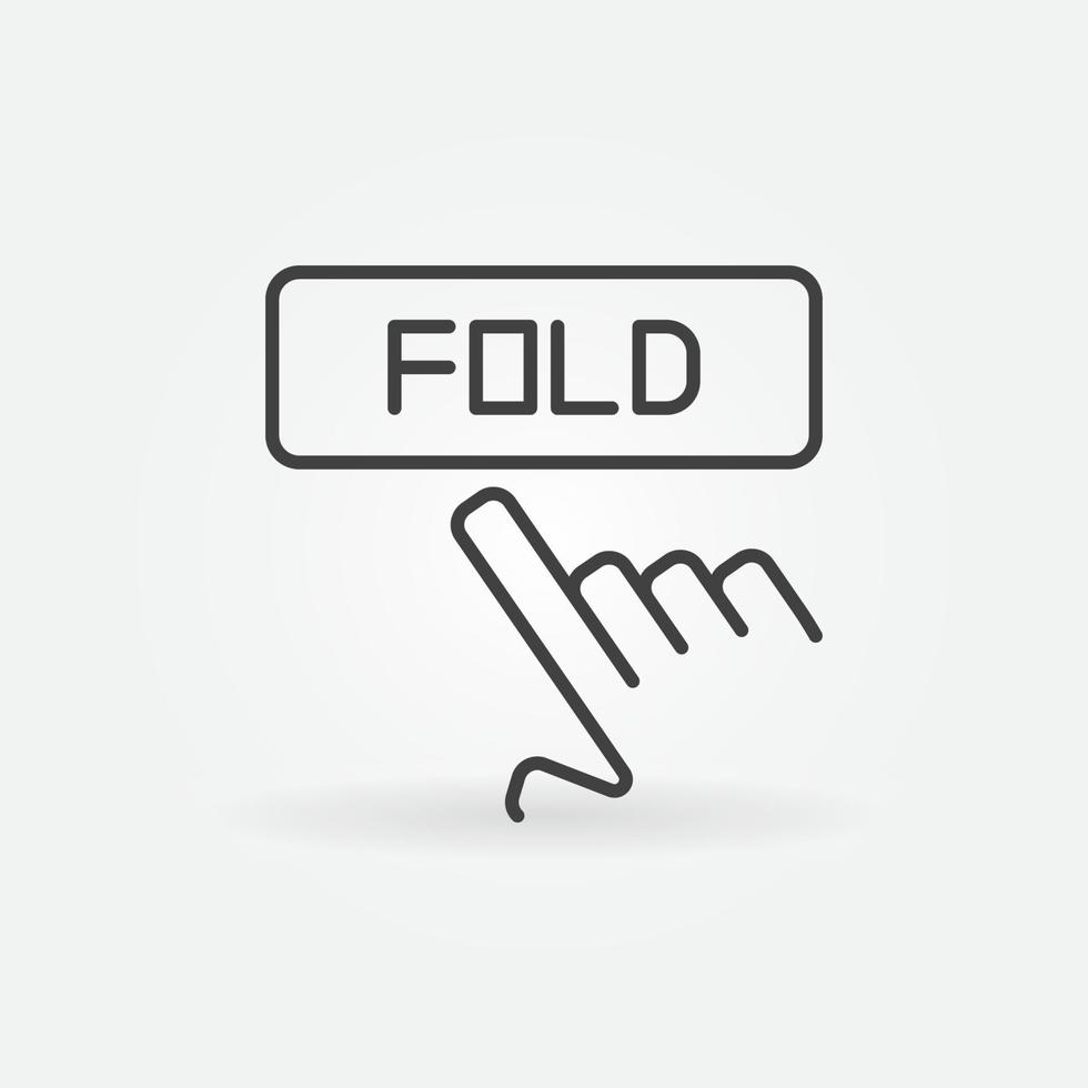 Hand mit Fold-Button-Vektor-Poker-Symbol im Umriss-Stil vektor