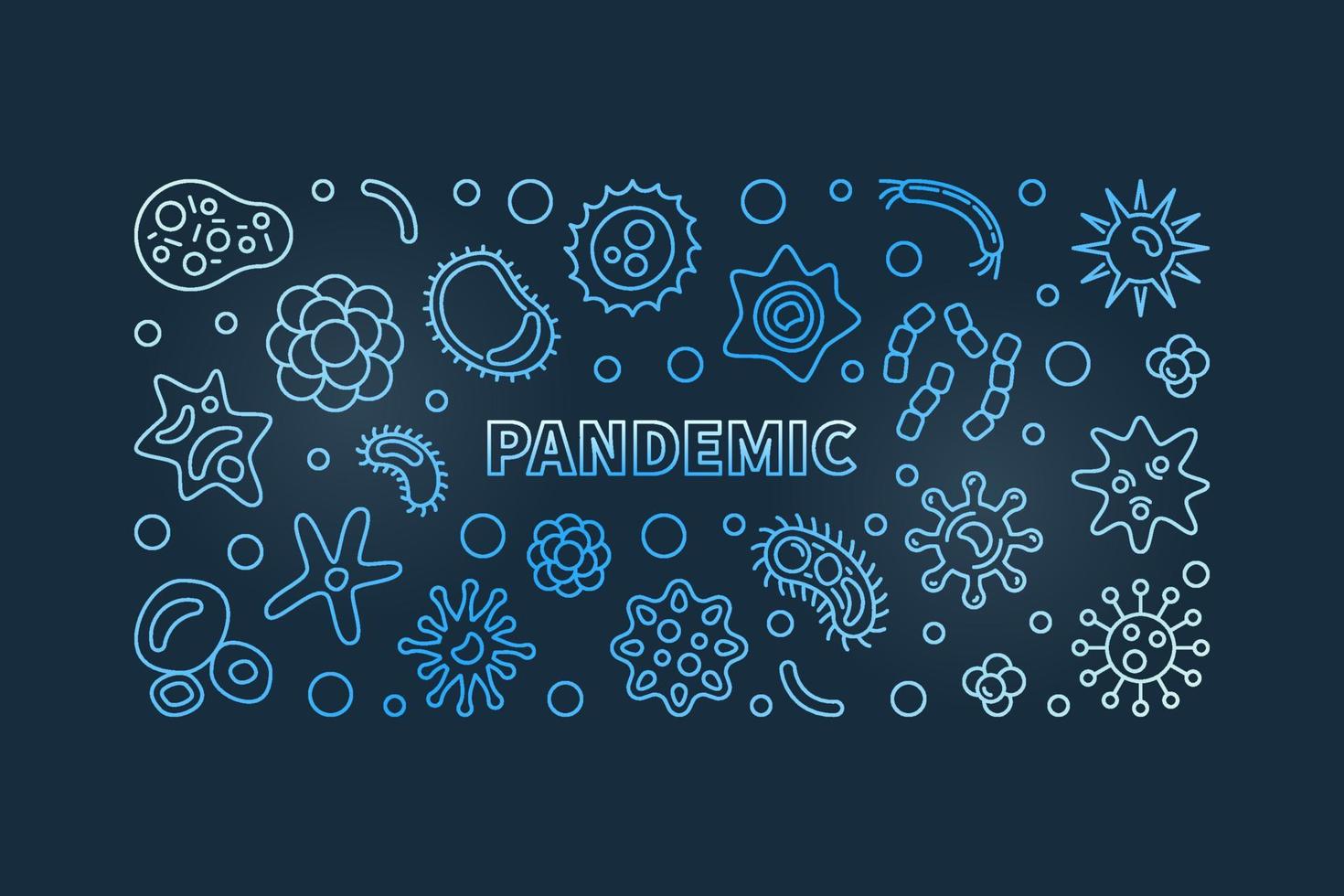 Pandemie-Vektorkonzept blaue dünne Linie horizontales Banner vektor