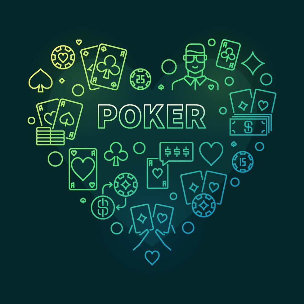 poker vektor begrepp hjärtformade färgrik översikt illustration