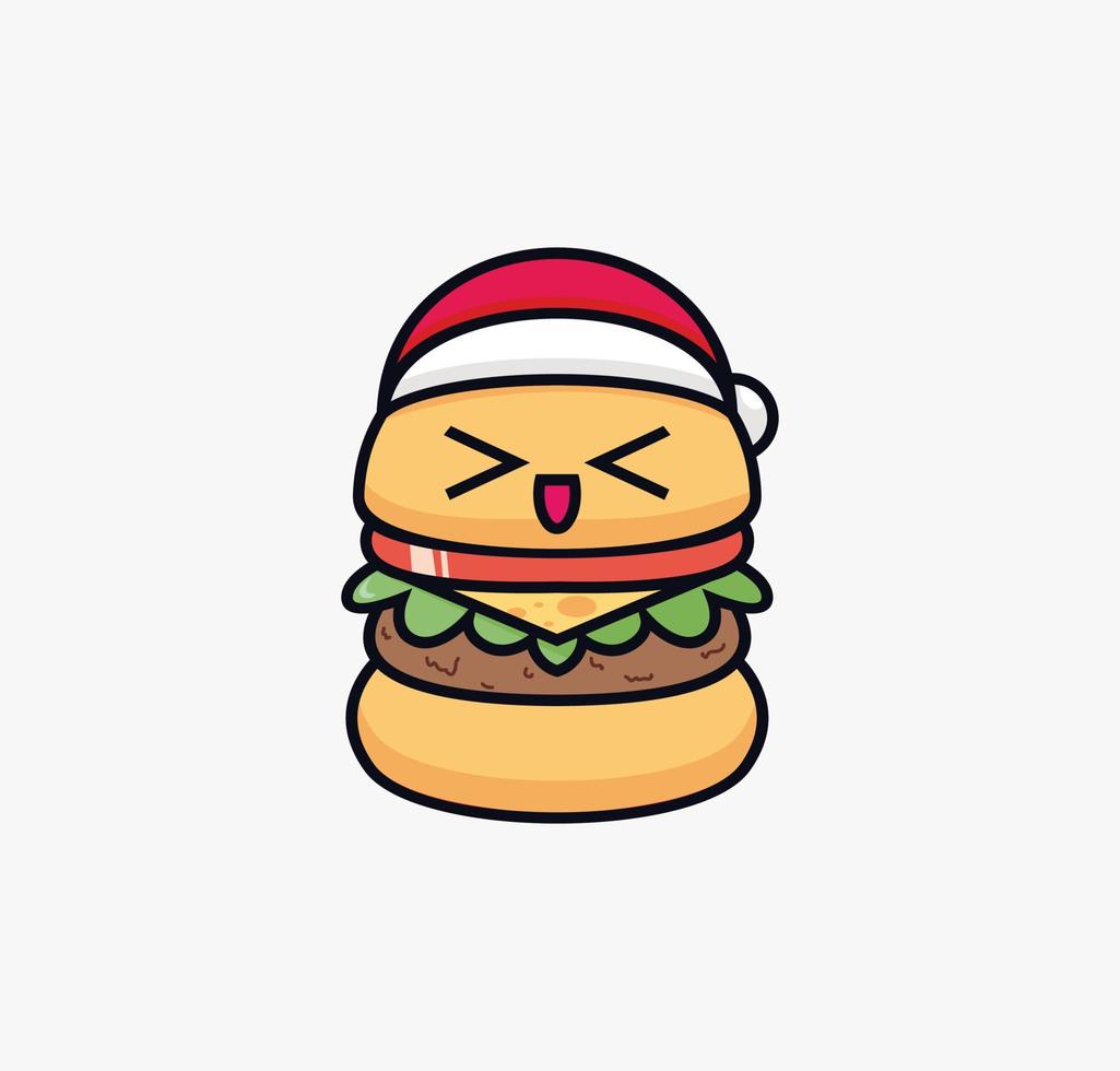 Burger-Cartoon-Vektorillustration eines Charakters mit einem glücklichen Gesicht vektor