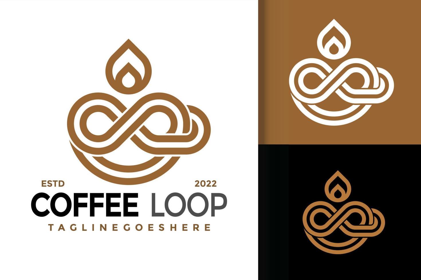 Kaffee-Unendlichkeits-Logo-Design, Markenidentitäts-Logos-Vektor, modernes Logo, Logo-Designs-Vektor-Illustrationsvorlage vektor