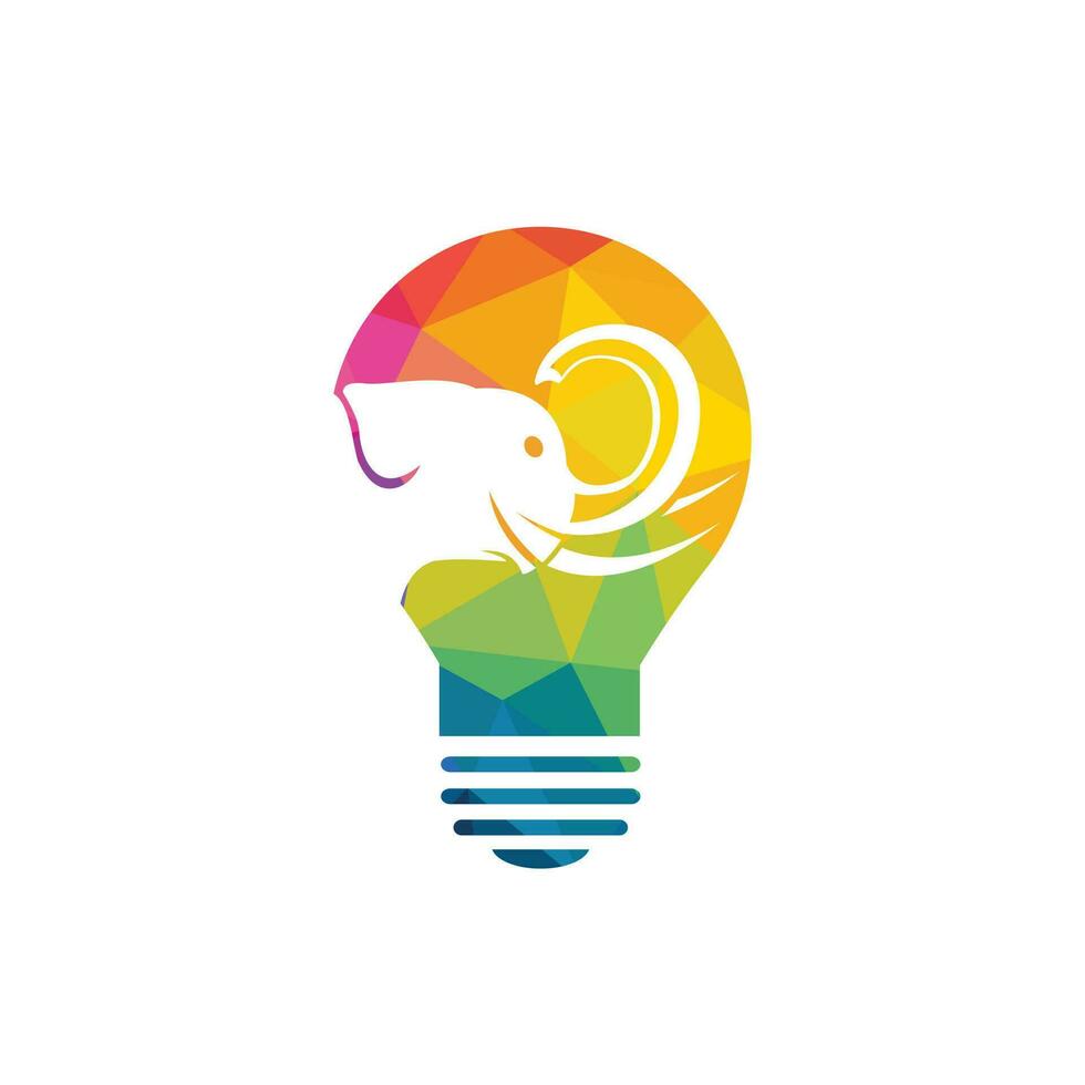 elefant och ljus Glödlampa logotyp design. klok elefant barn pedagogisk inleda och organisation begrepp design. vektor