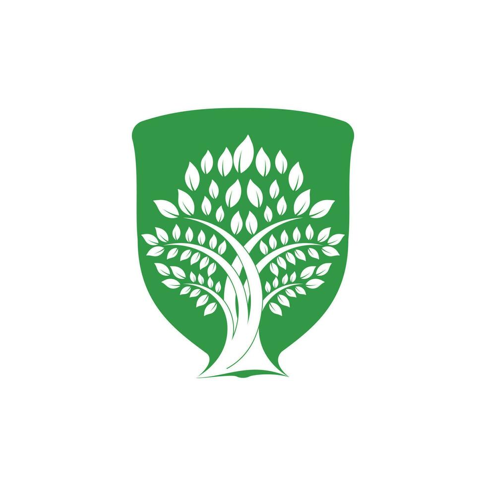 grön träd vektor logotyp design. naturlig produkt, organisk affär, ekologi företag, alternativ medicin, grön enhet, trädgård, jordbruk, skog etc.