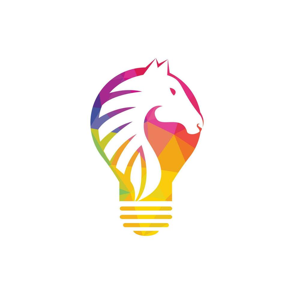 Glühbirne und Pferdelogo-Design. wilde Ideen-Logo-Konzept. vektor