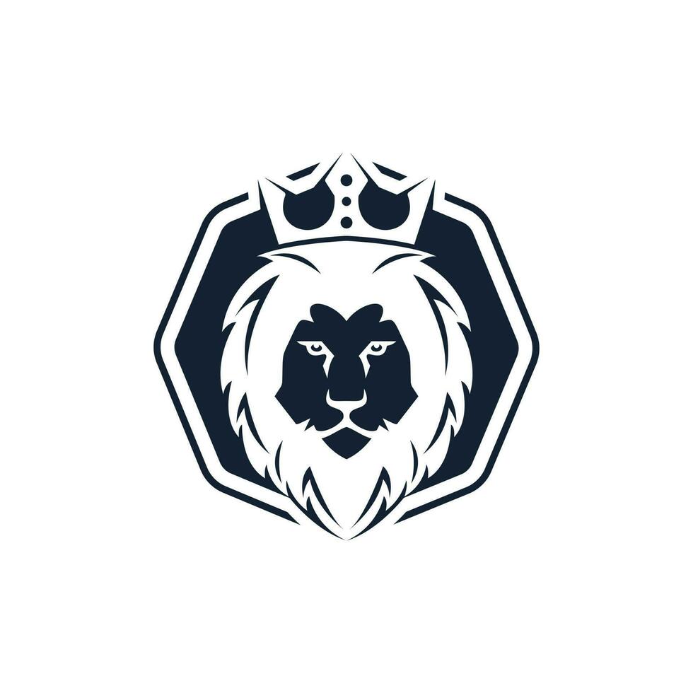 lejon huvud logotyp vektor design. lejon kung huvud tecken begrepp.