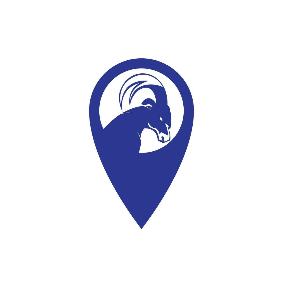 Ziegenvektorlogo mit gps-Zeigerdesign. Ziege und GPS-Vektor-Logo-Design-Vorlage. vektor