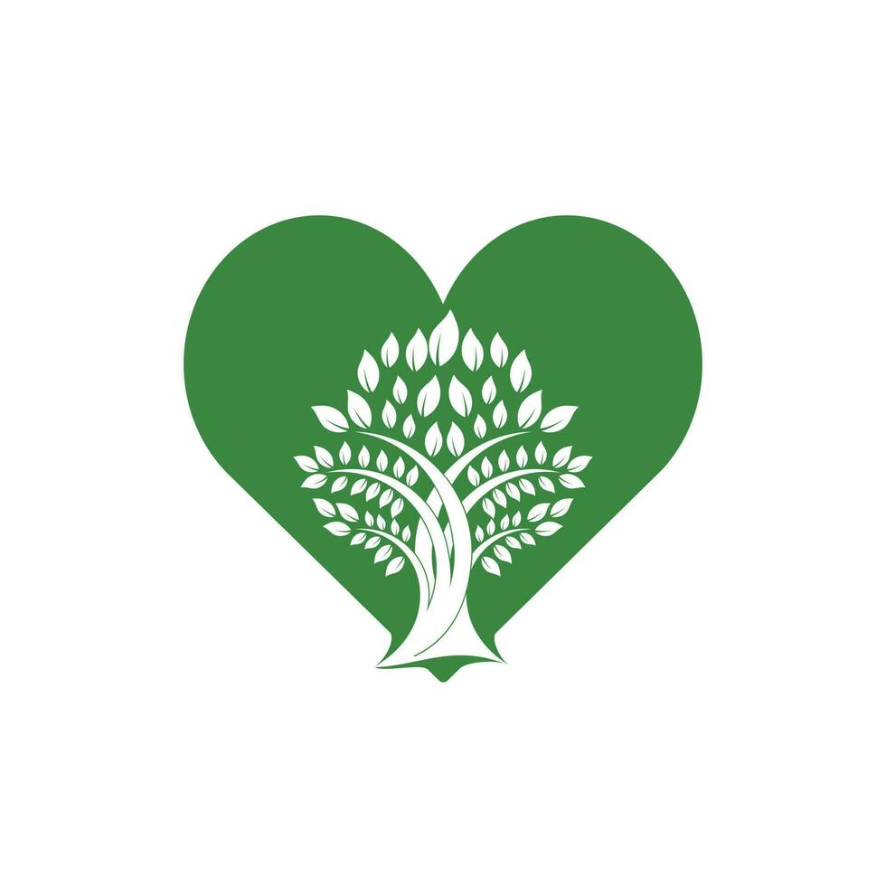 träd hjärta logotyp design. hälsa och vård logotyp design mall. vektor