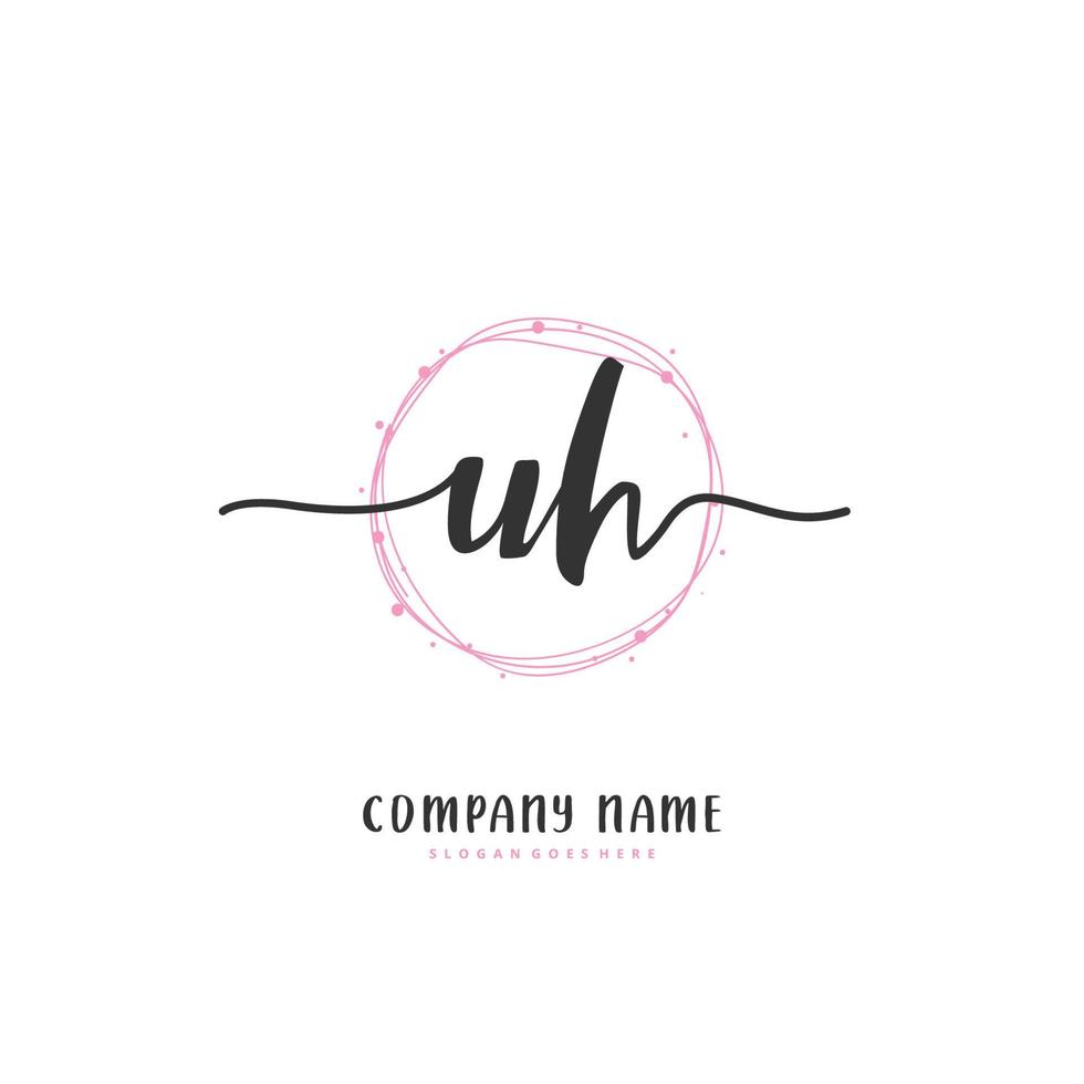 uh anfängliche handschrift und signatur-logo-design mit kreis. schönes design handgeschriebenes logo für mode, team, hochzeit, luxuslogo. vektor