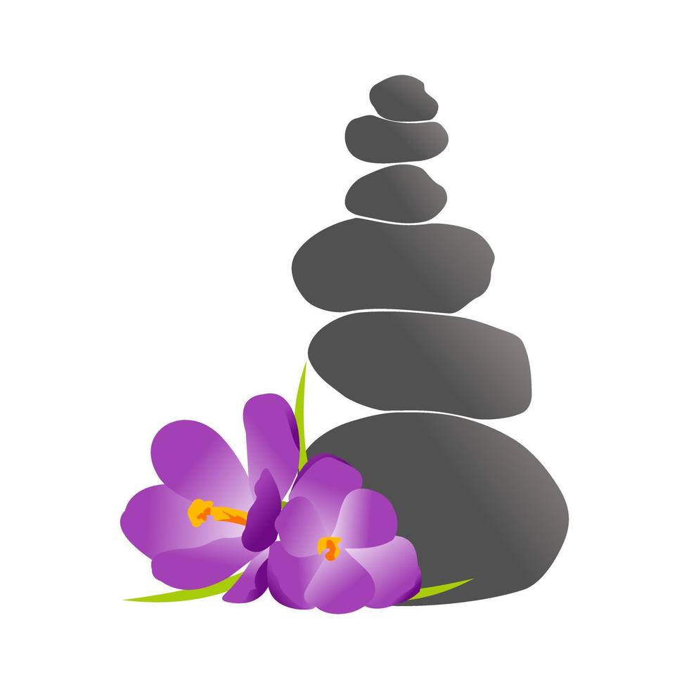 rock balance und blumenlogo vektor