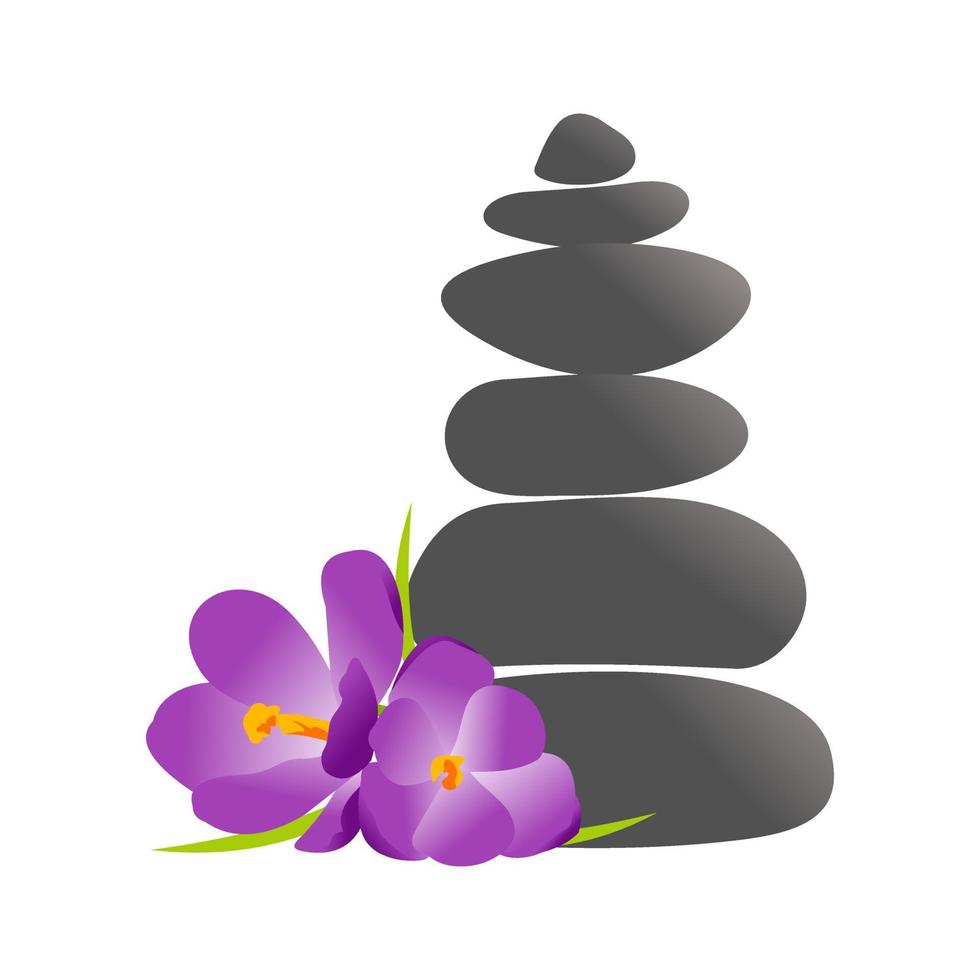 rock balance und blumenlogo vektor