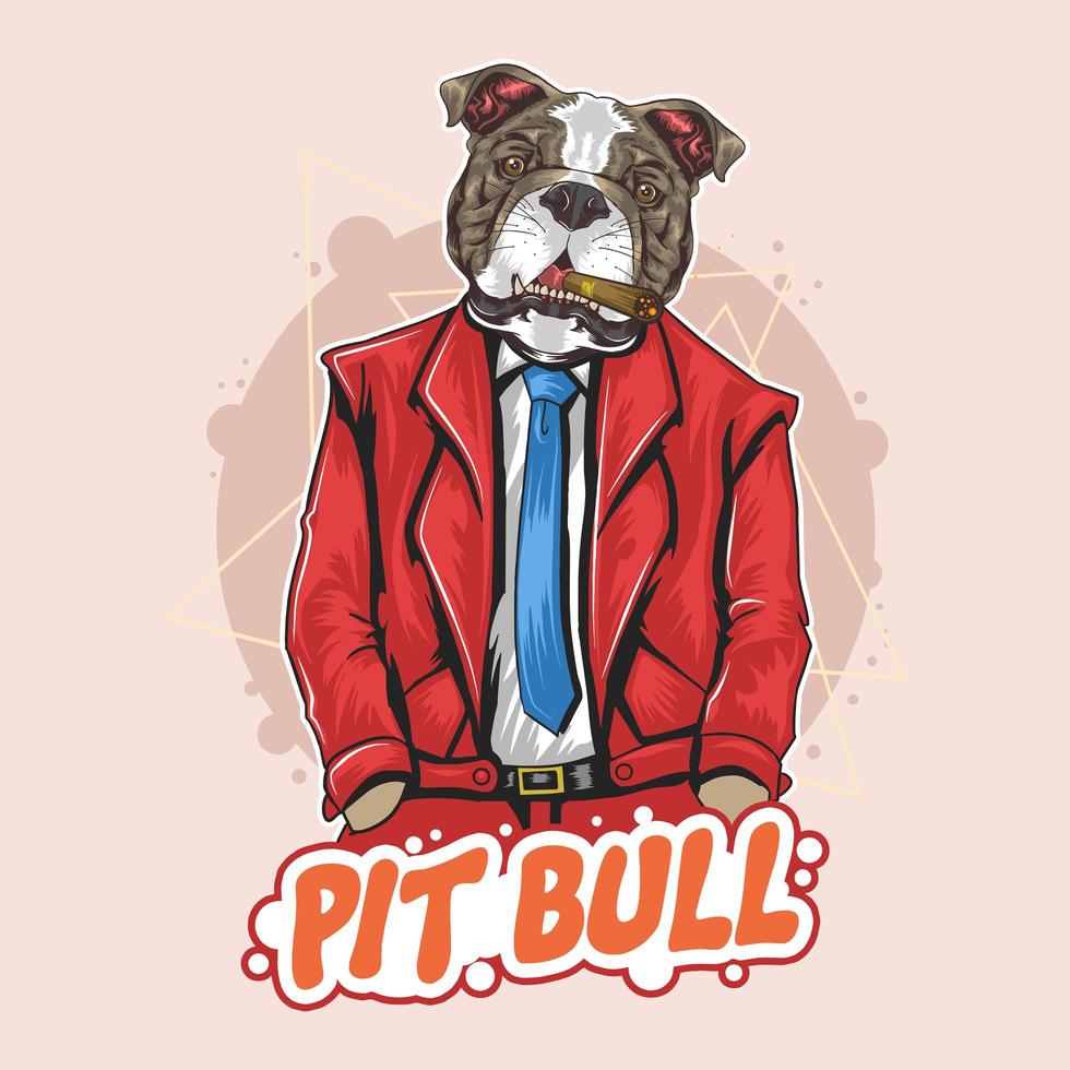 stilig bulldog i kostym och slips vektor