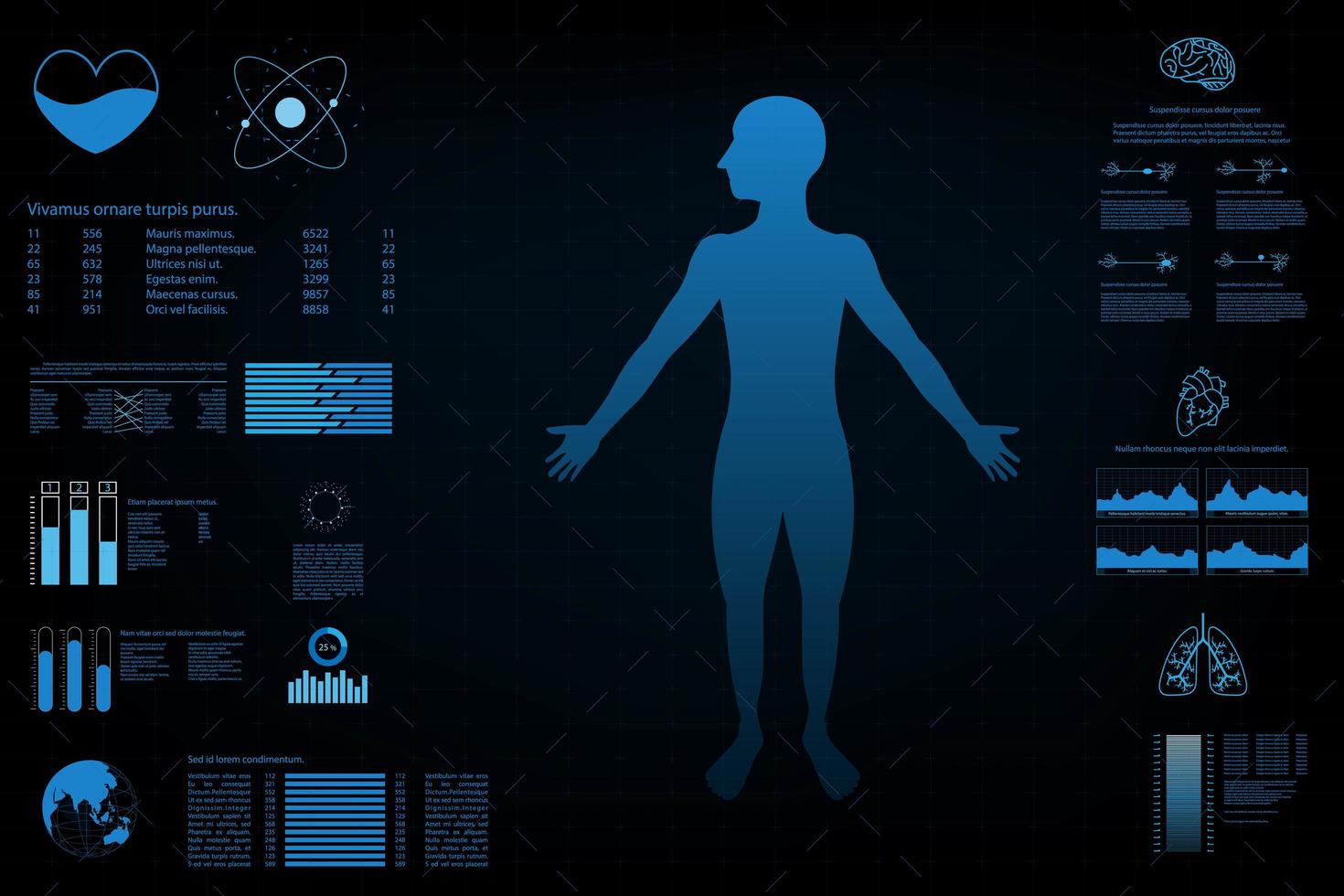 Daten-Dashboard mit Grafik und Bedienfeldern vektor