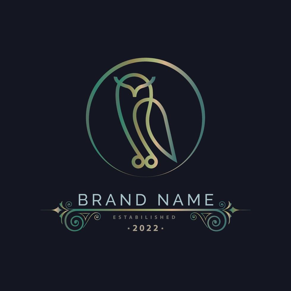 lyx fågel översikt monogram logotyp mall design för varumärke eller företag och Övrig vektor
