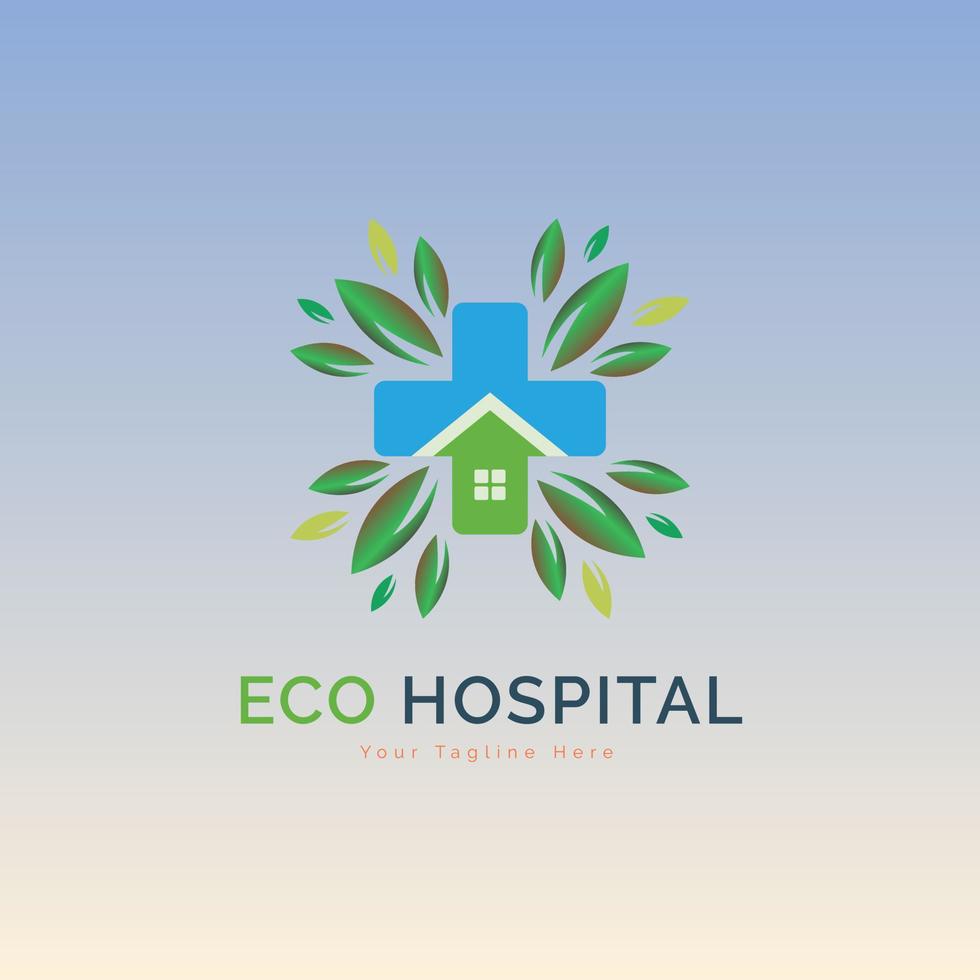 eco green nature cross medizinisches krankenhaus logo template design für marke oder unternehmen und andere vektor