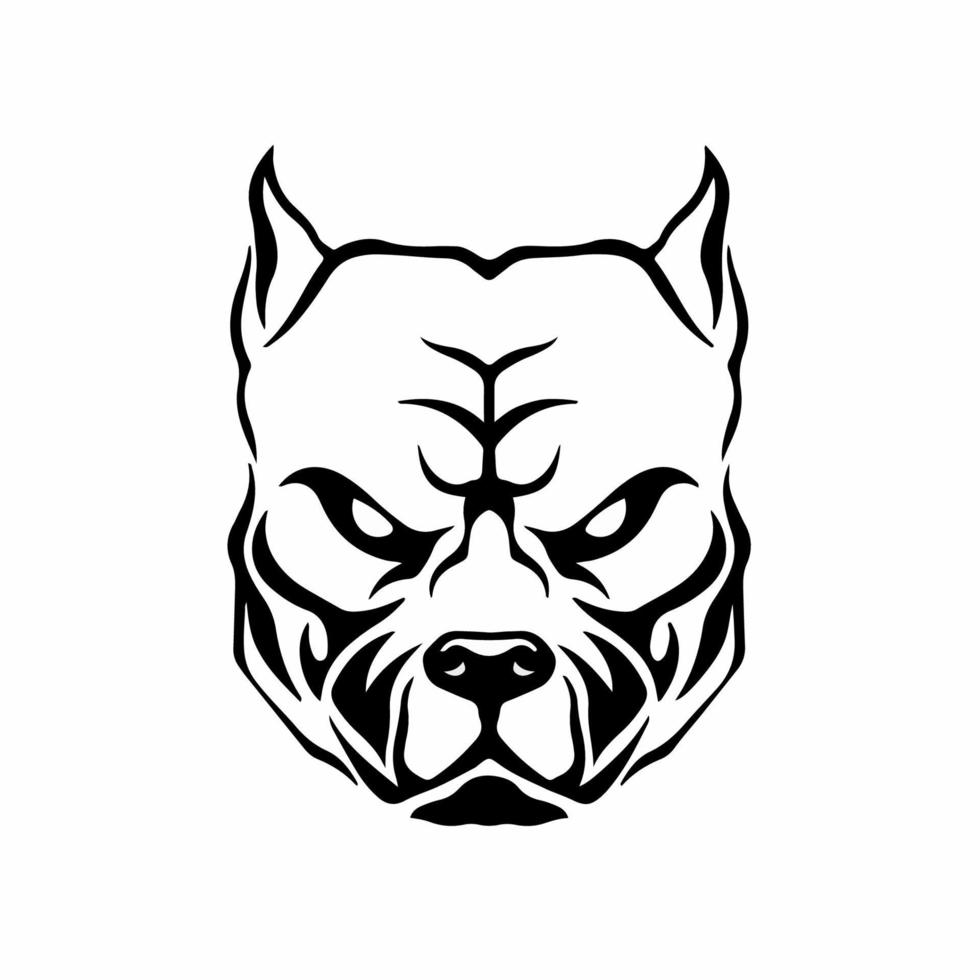 Pitbull-Kopf-Logo-Symbol. Schablonendesign. Tattoo-Vektor-Illustration. vektor