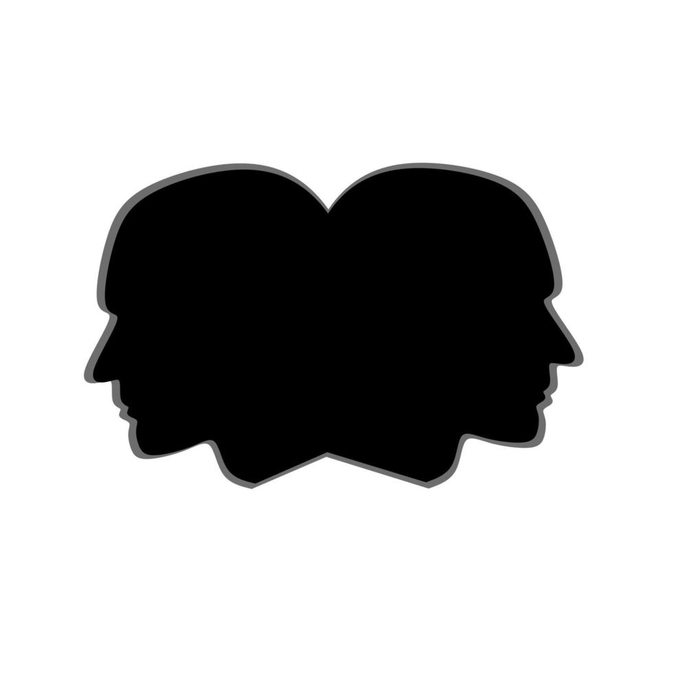 eine Vektorillustration eines 2-Kopf-Silhouetten-Logobildes, das für ein Logo zum Thema Zusammenarbeit geeignet ist vektor