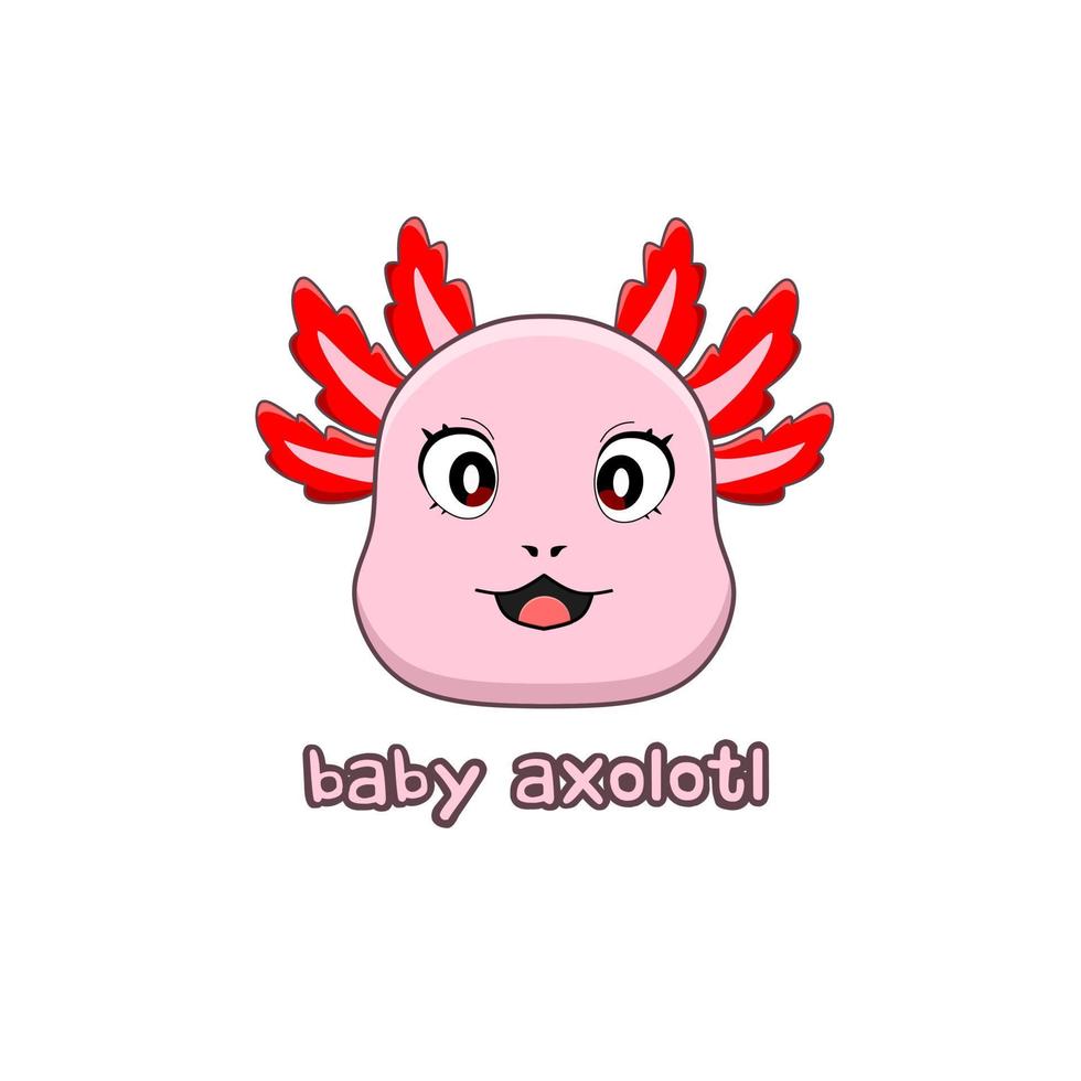 Vektor Cartoon Gesicht Baby Axolotl