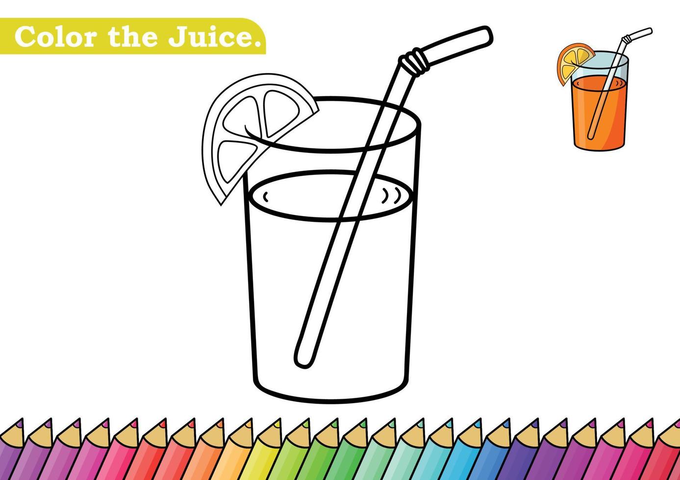 juice färg sida. isolerat färg bok. Färg sidor för ungar. juice isolerat. vektor