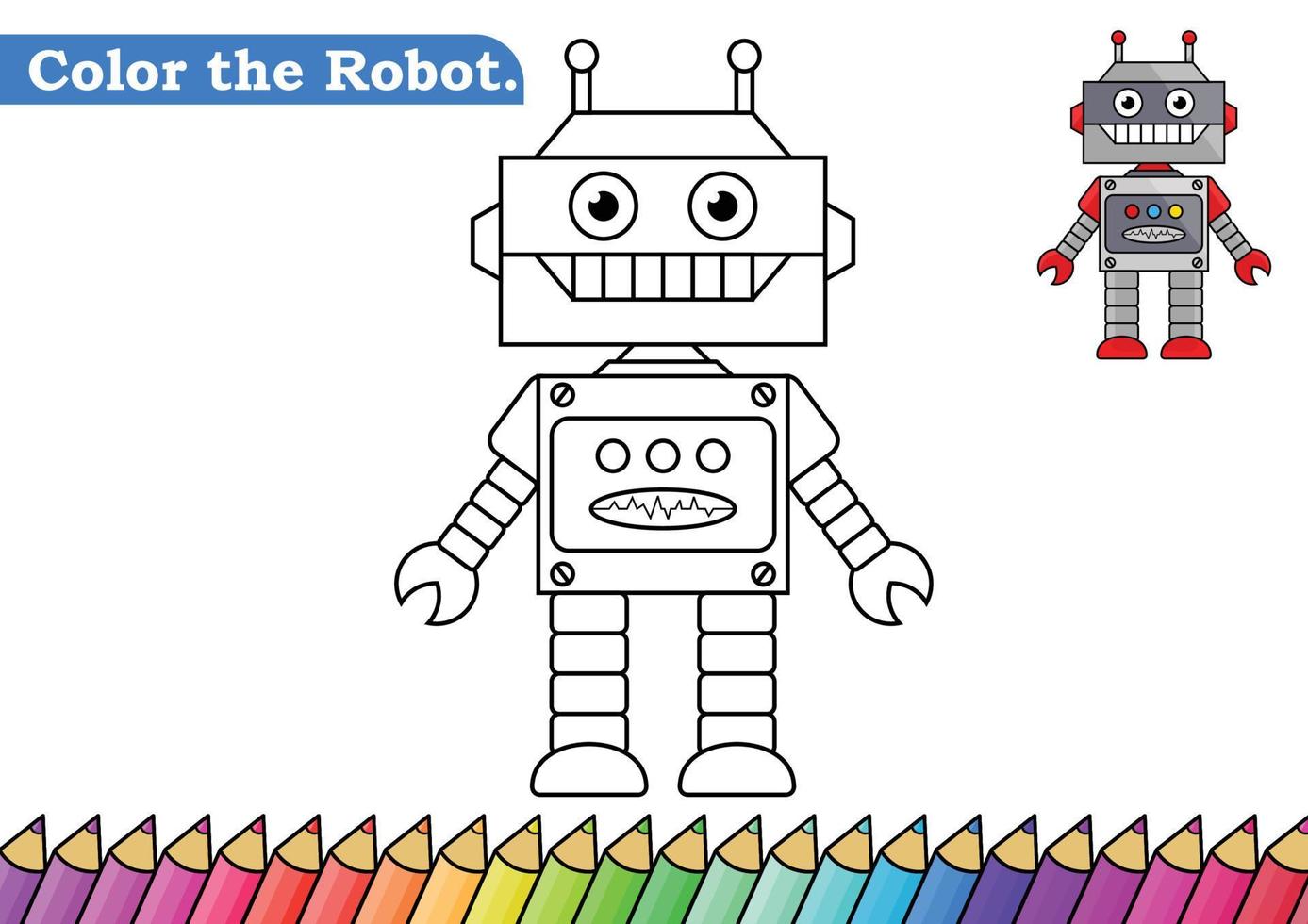 robot färg sida. isolerat färg bok. Färg sidor för ungar. robot leksak isolerat. vektor