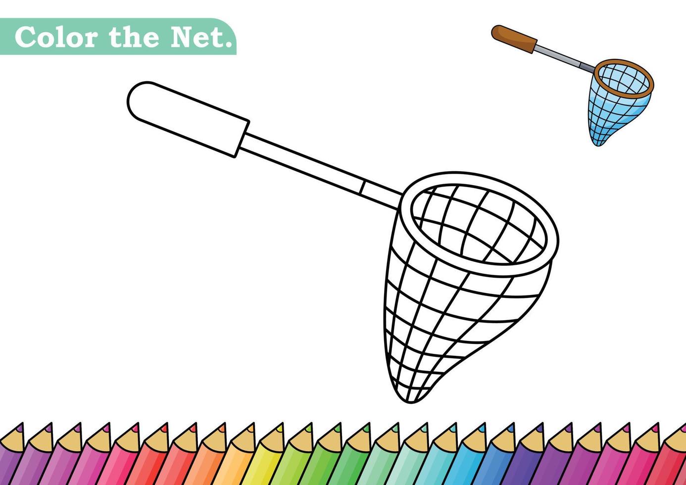 Netto-Malseite. isoliertes Malbuch. Farbseiten für Kinder. Fischernetz isoliert. vektor