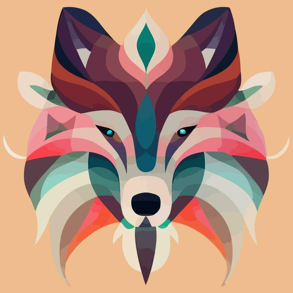 Illustrationsvektorgrafik des Wolfs im handgezeichneten Stammesstil mit weicher Farbe isoliert gut für Logo, Maskottchen, Druck oder passen Sie Ihr Design an vektor