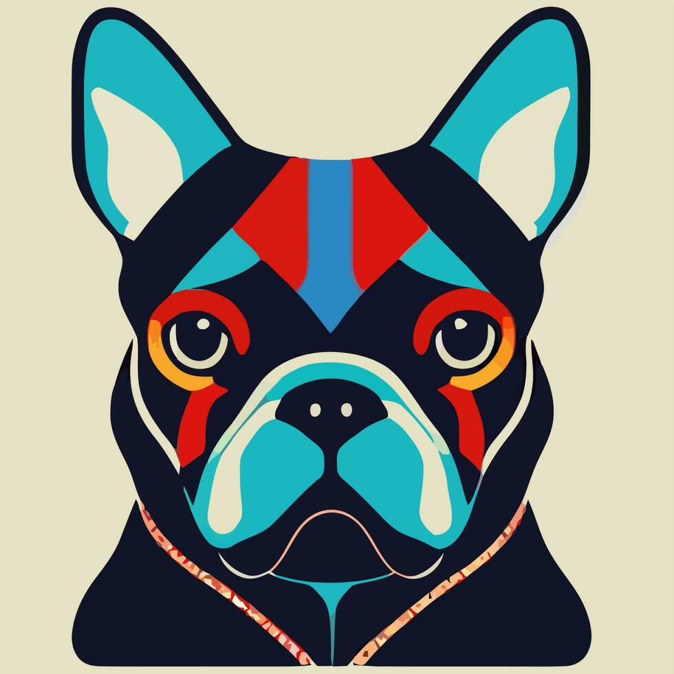 Illustrationsvektorgraphik der bunten französischen Bulldogge lokalisiert gut für Logo, Ikone, Maskottchen, Druck oder passen Sie Ihr Design an vektor