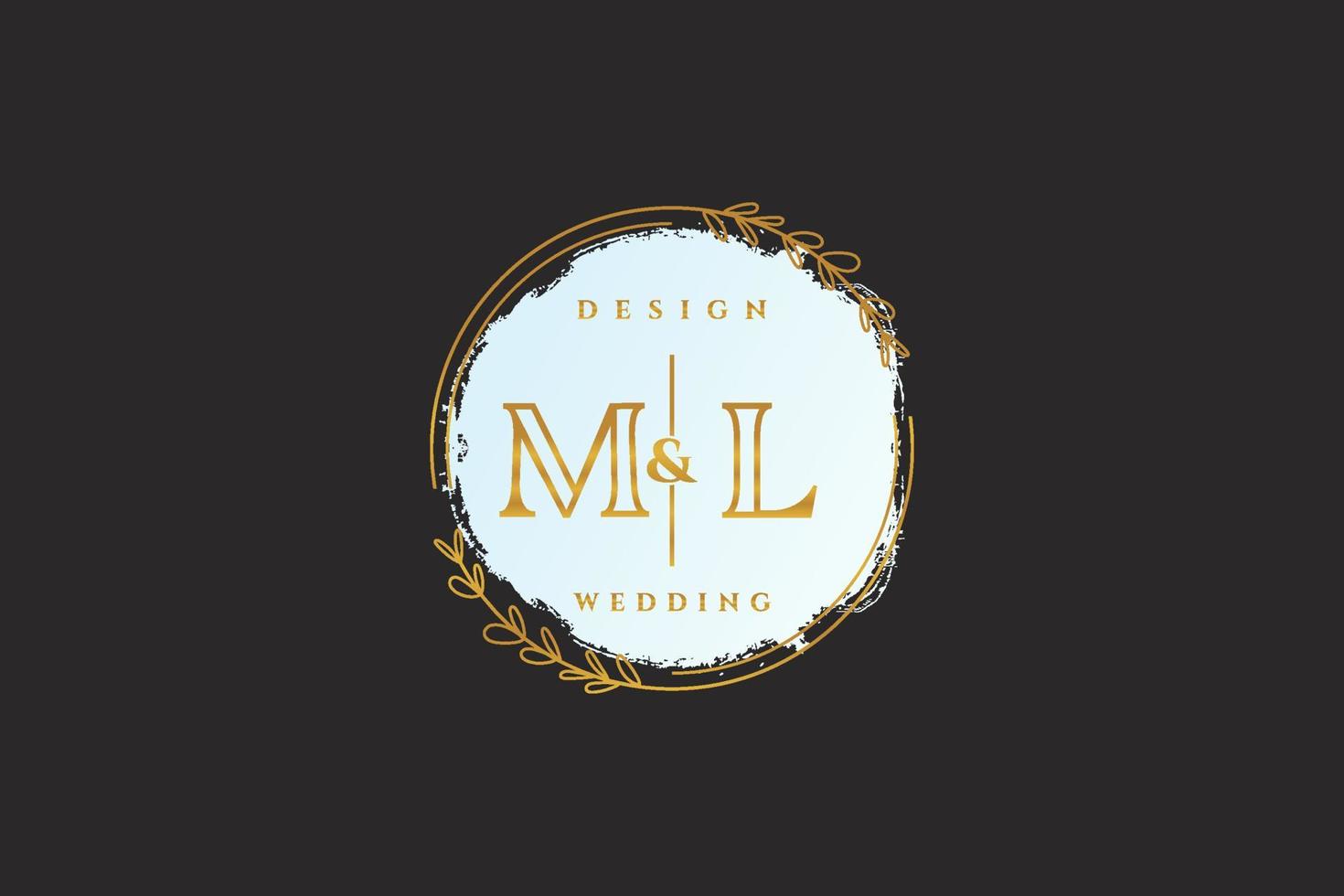 anfängliches ml-schönheitsmonogramm und elegantes logo-design handschriftlogo der ersten unterschrift, hochzeit, mode, blumen und botanik mit kreativer vorlage. vektor