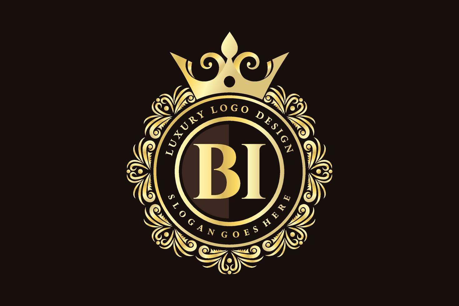 bi första brev guld calligraphic feminin blommig hand dragen heraldisk monogram antik årgång stil lyx logotyp design premie vektor