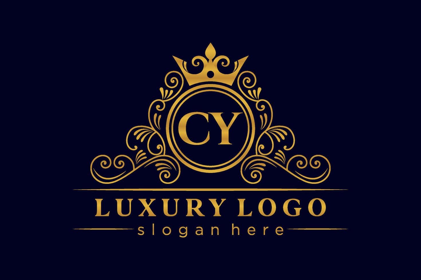 cy anfangsbuchstabe gold kalligraphisch feminin floral handgezeichnet heraldisches monogramm antik vintage stil luxus logo design premium vektor