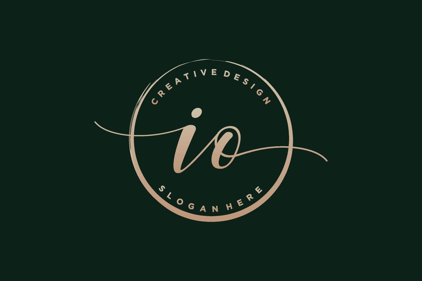 första io handstil logotyp med cirkel mall vektor signatur, bröllop, mode, blommig och botanisk med kreativ mall.