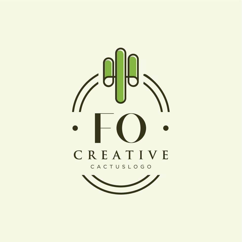fo första brev grön kaktus logotyp vektor