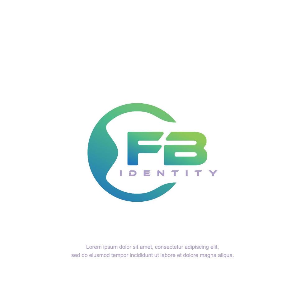 fb anfangsbuchstabe kreisförmige linie logo vorlage vektor mit verlaufsfarbmischung