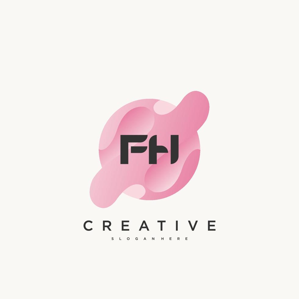 fh anfangsbuchstabe logo icon design template elemente mit welle bunt vektor