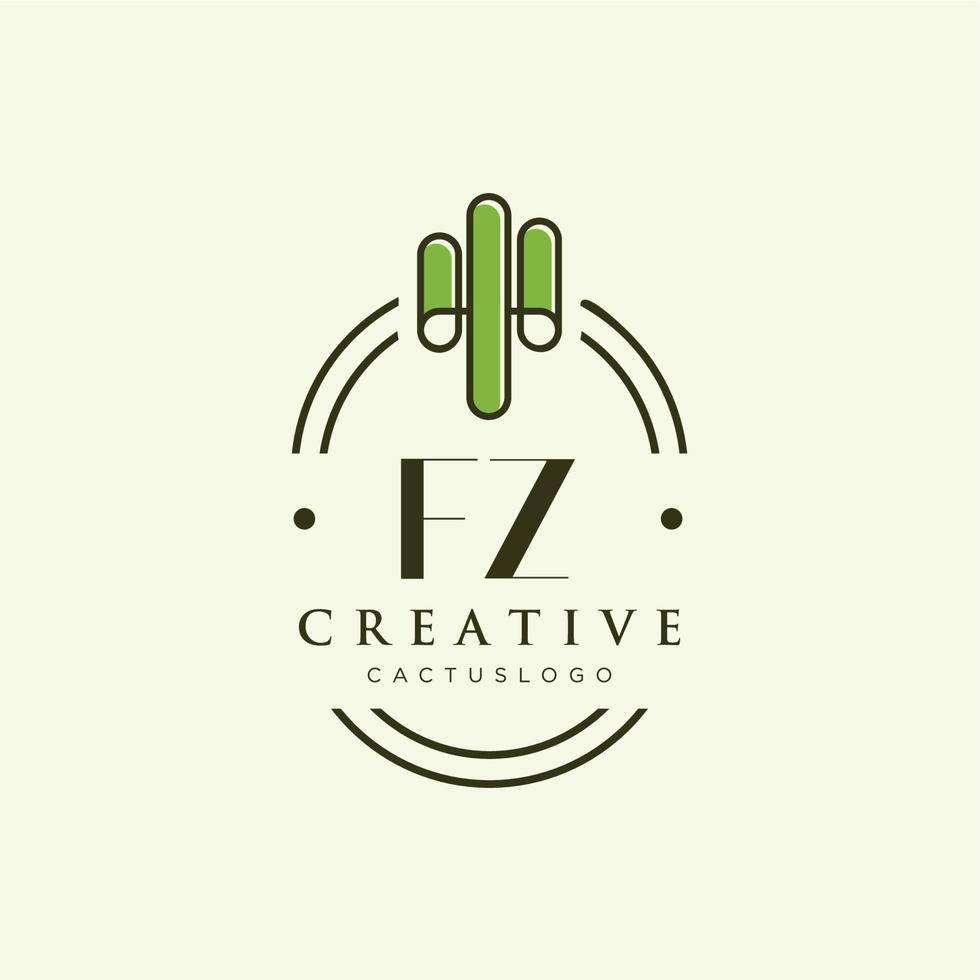 F Z första brev grön kaktus logotyp vektor
