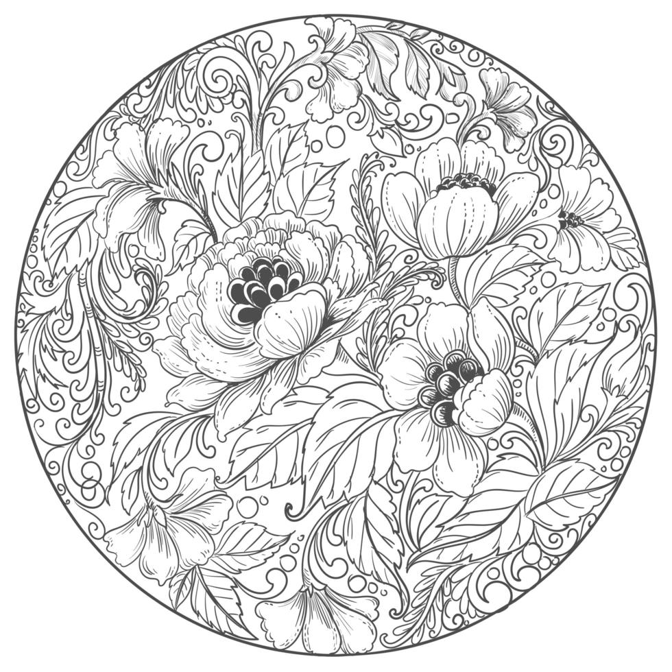 eleganter dekorativer Mandala-Blumenkreisrahmen vektor