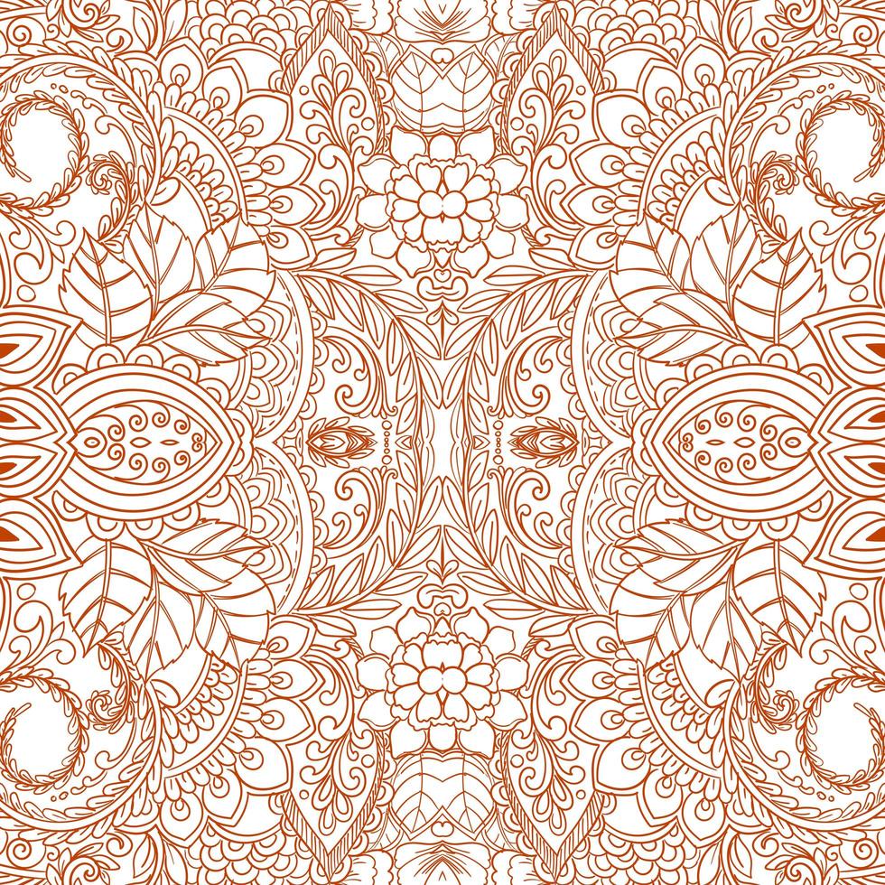 orange ethnisches dekoratives Blumenmusterdesign vektor