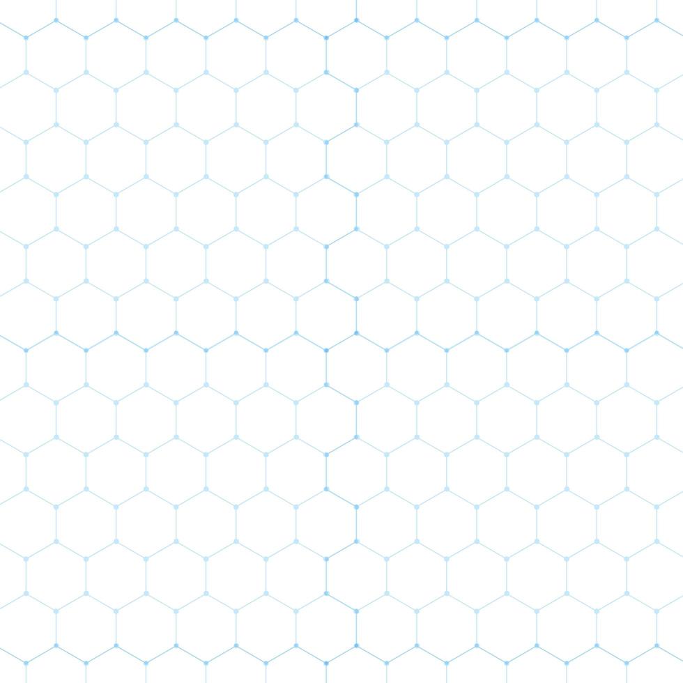 abstrakt blå kontur hexagon vit bakgrund vektor