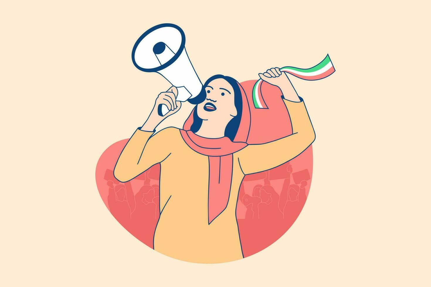 Illustrationen schöne iranische Demonstrantinnen kostenlos Gestaltungskonzept der iranischen Frauenkampagne vektor