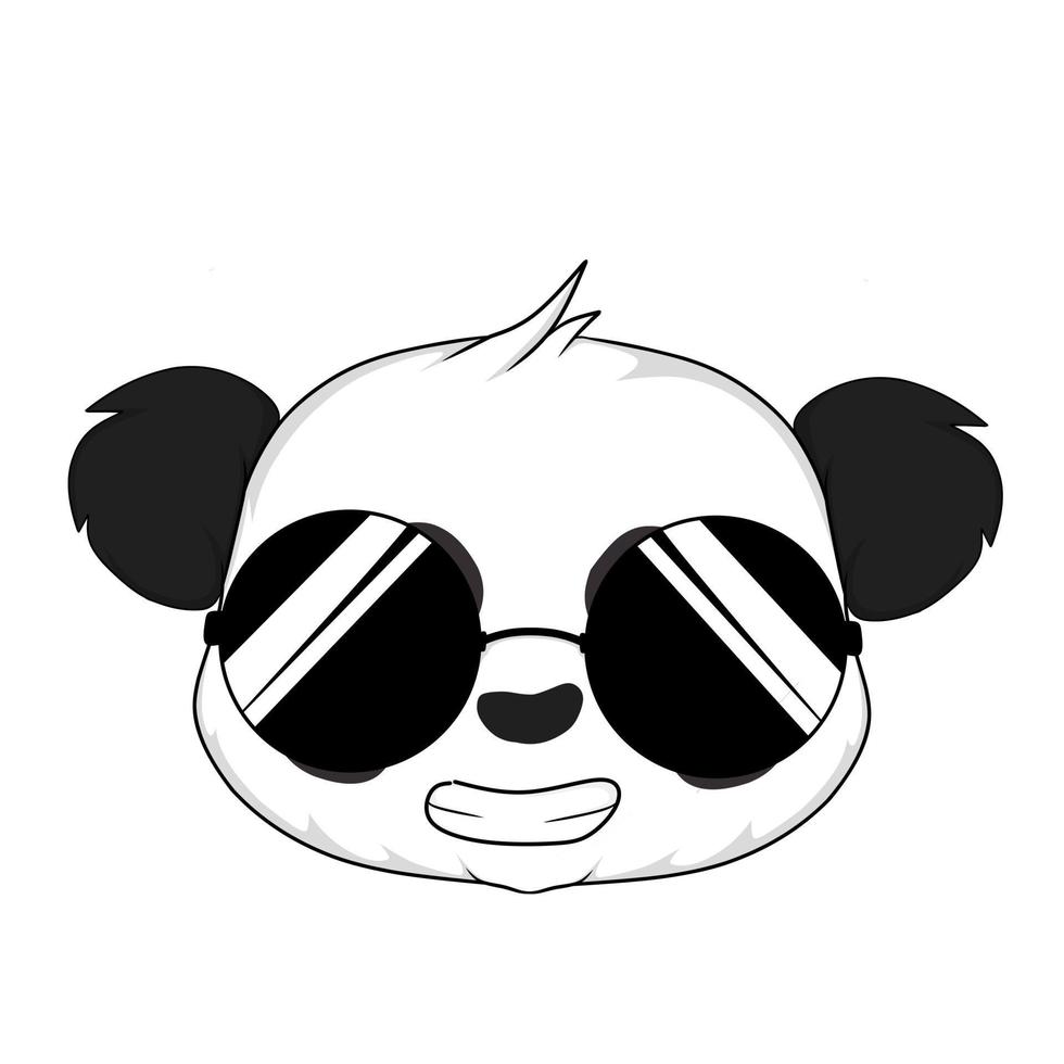 Vektorillustration des Kopfes eines Pandas mit Brille. für Kinder geeignet vektor