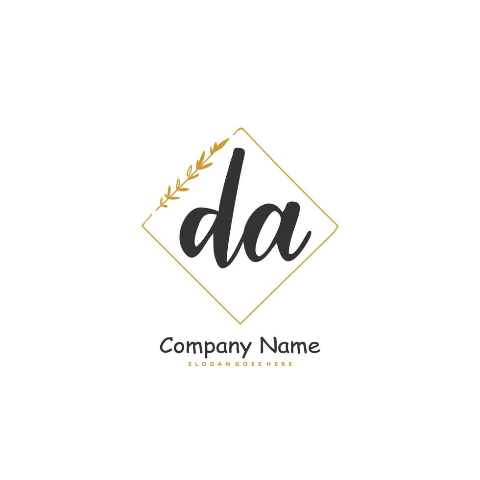 da Anfangshandschrift und Signatur-Logo-Design mit Kreis. schönes design handgeschriebenes logo für mode, team, hochzeit, luxuslogo. vektor