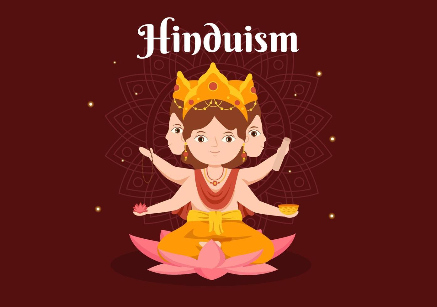 hinduismus verschiedener indischer gott flacher hintergrund cartoon handgezeichnete vorlagen illustration vektor