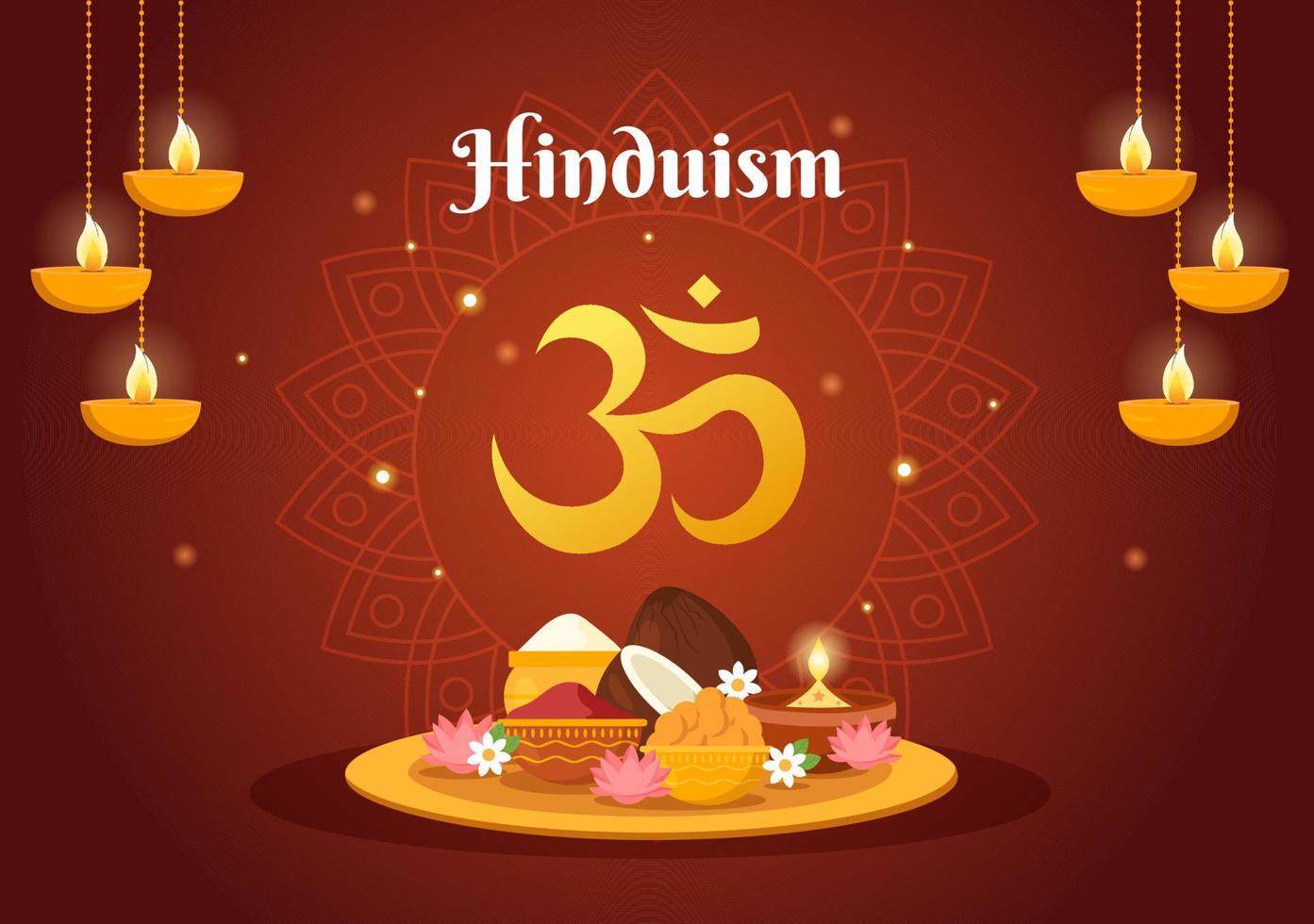 symbol av hinduism platt bakgrund tecknad serie hand dragen mallar illustration vektor