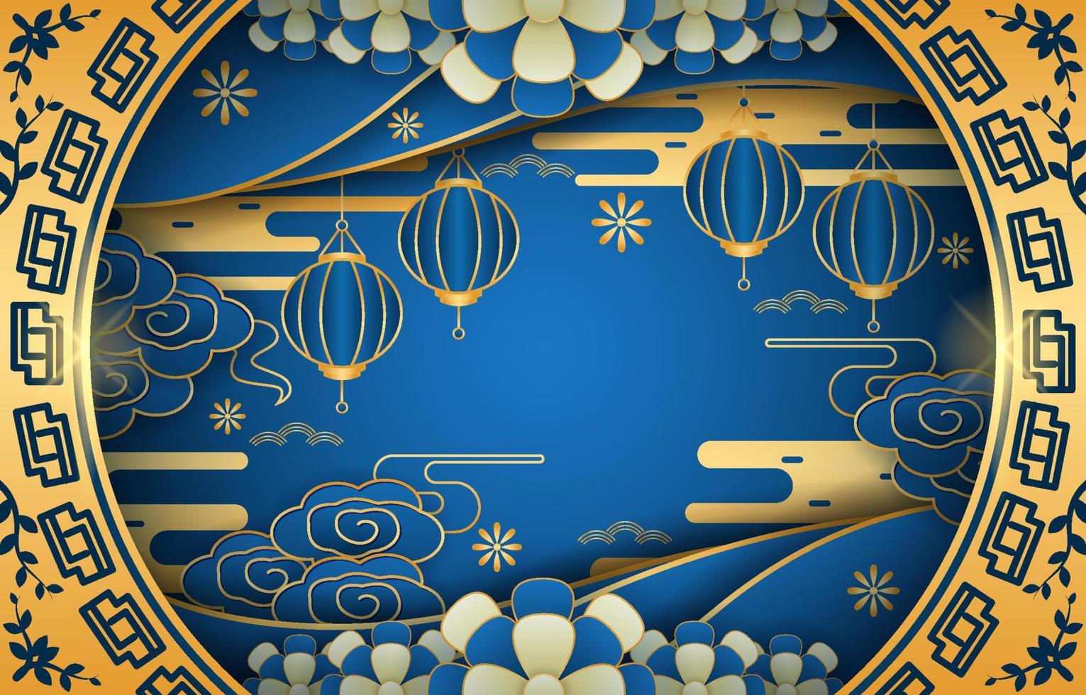 königsblauer hintergrund des chinesischen neujahrsfests vektor