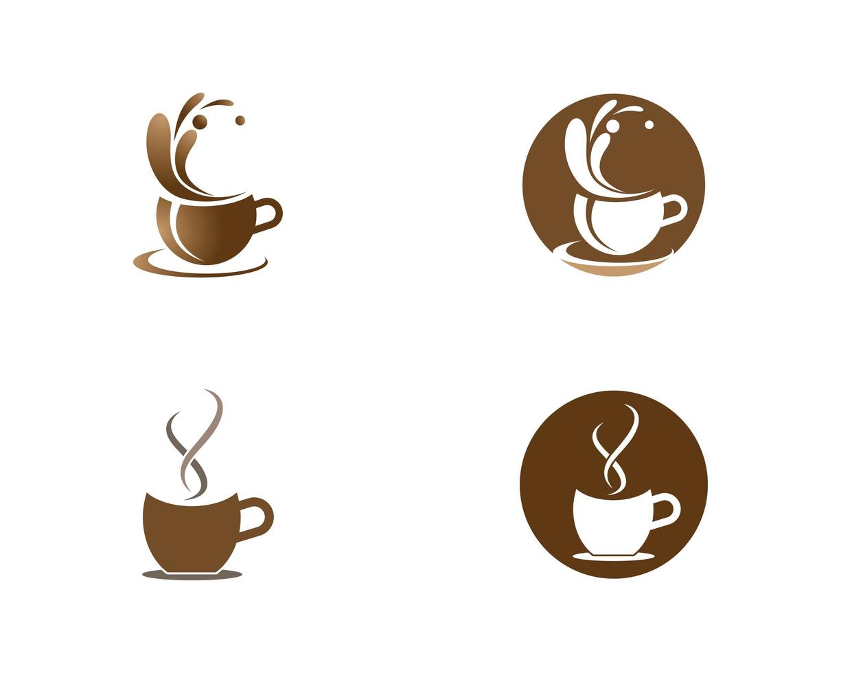 uppsättning kaffekopp logotyp vektor