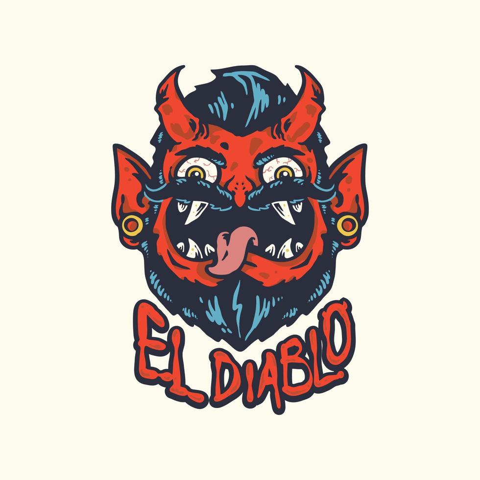 el diablo cartoon niedliche satan gesichtsillustration vektor