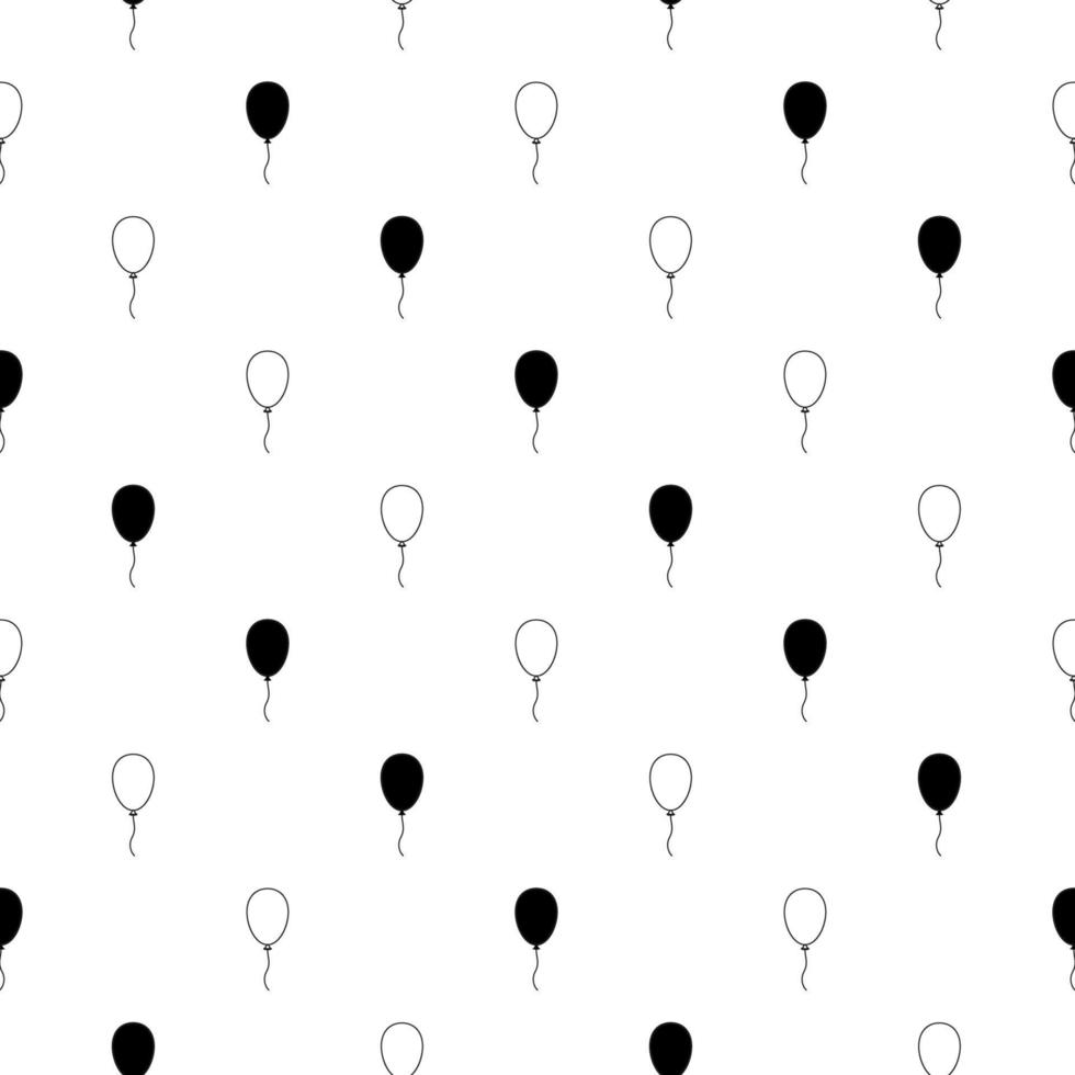 nahtloses muster mit schwarz-weißen luftballons für kinderposter, geschenkpapier, postkarten, party vektor