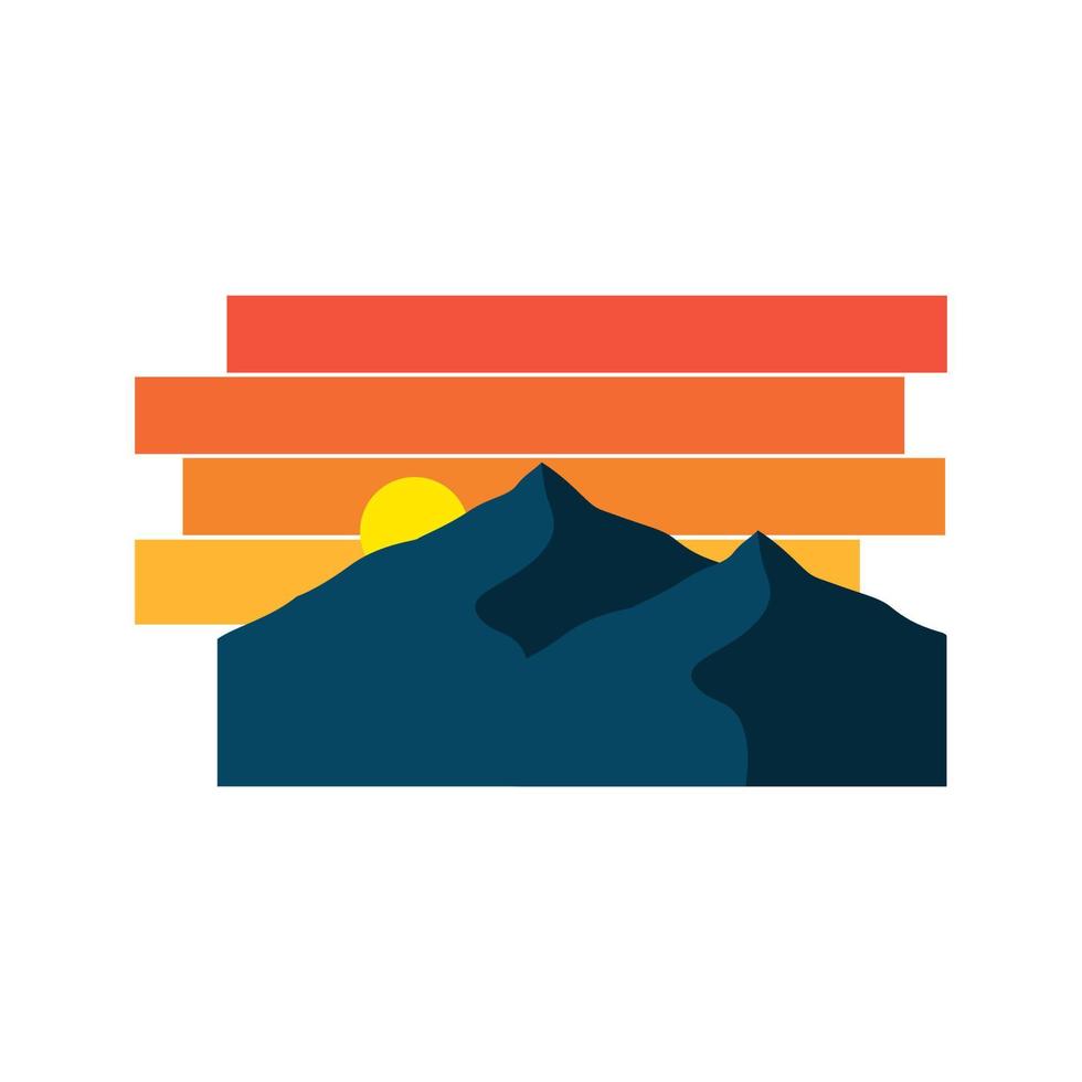 einfache Illustration des Naturberges und des orangefarbenen Himmels vektor