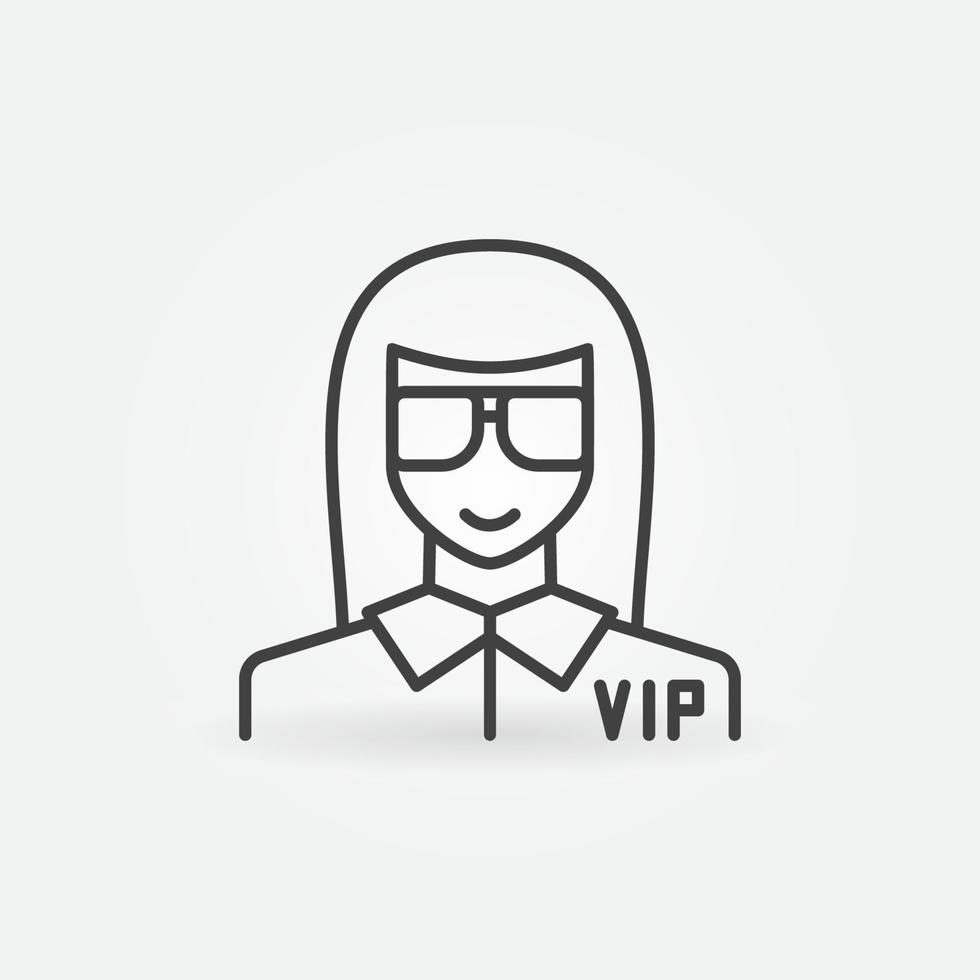 VIP-Frauen-Vektorsymbol im dünnen Linienstil vektor