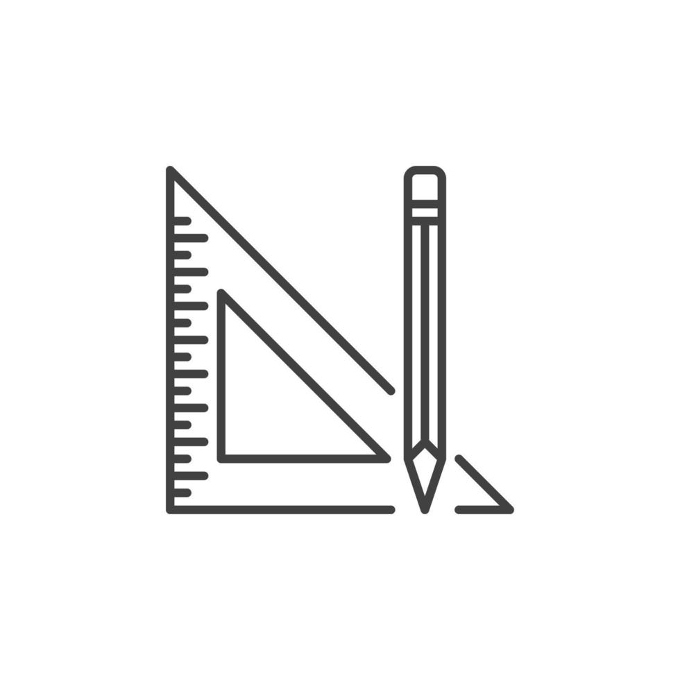 Bleistift mit Dreieck Lineal Vektor Umriss Konzept Symbol