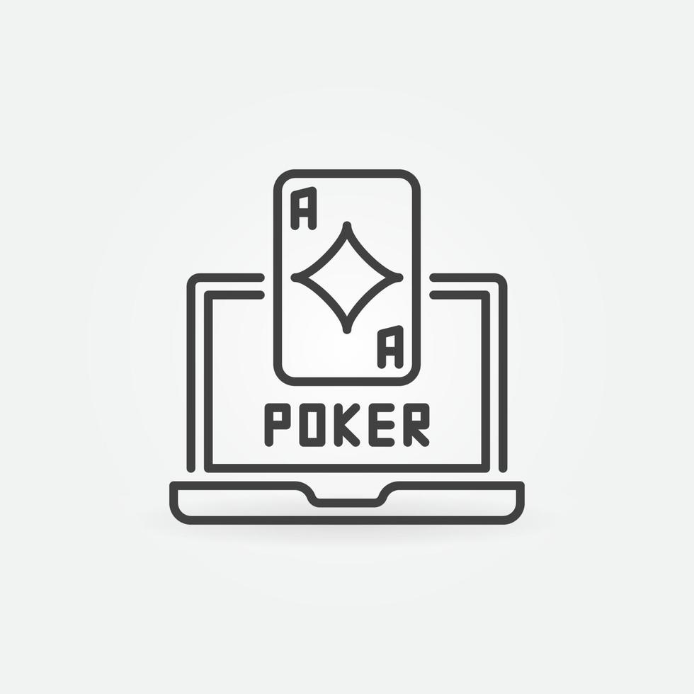 Laptop mit Symbol für die Spielkartenlinie. Vektor-Online-Poker-Zeichen vektor